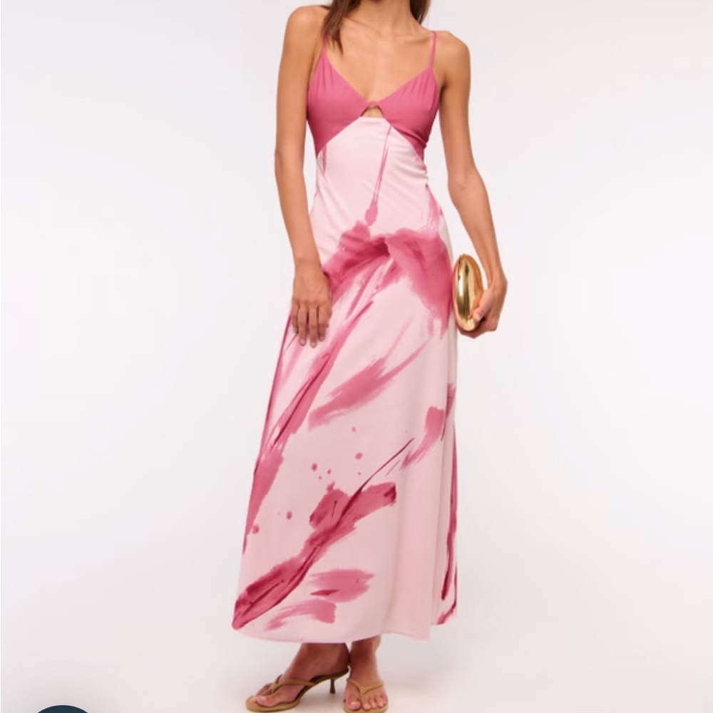 Abercrombie & Fitch Pink and White Maxi Dress